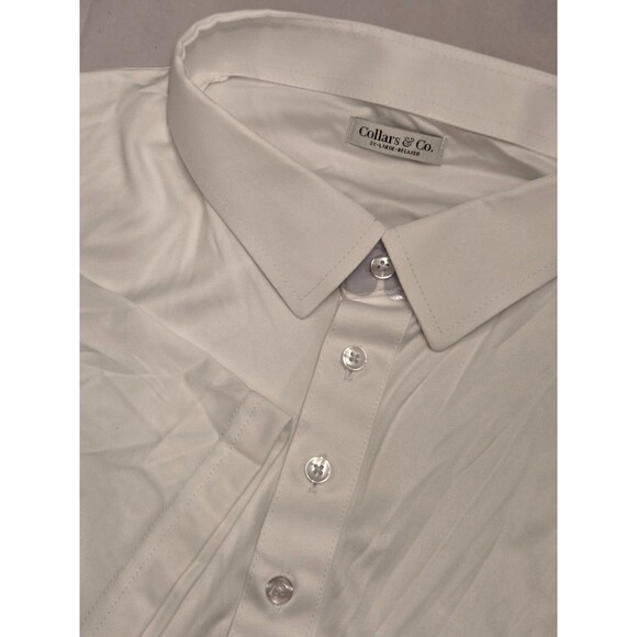NWOT Collars & Co Mens 3XL Dress Collar Polo White Shirt Relaxed Minor Mark Read - Picture 1 of 7